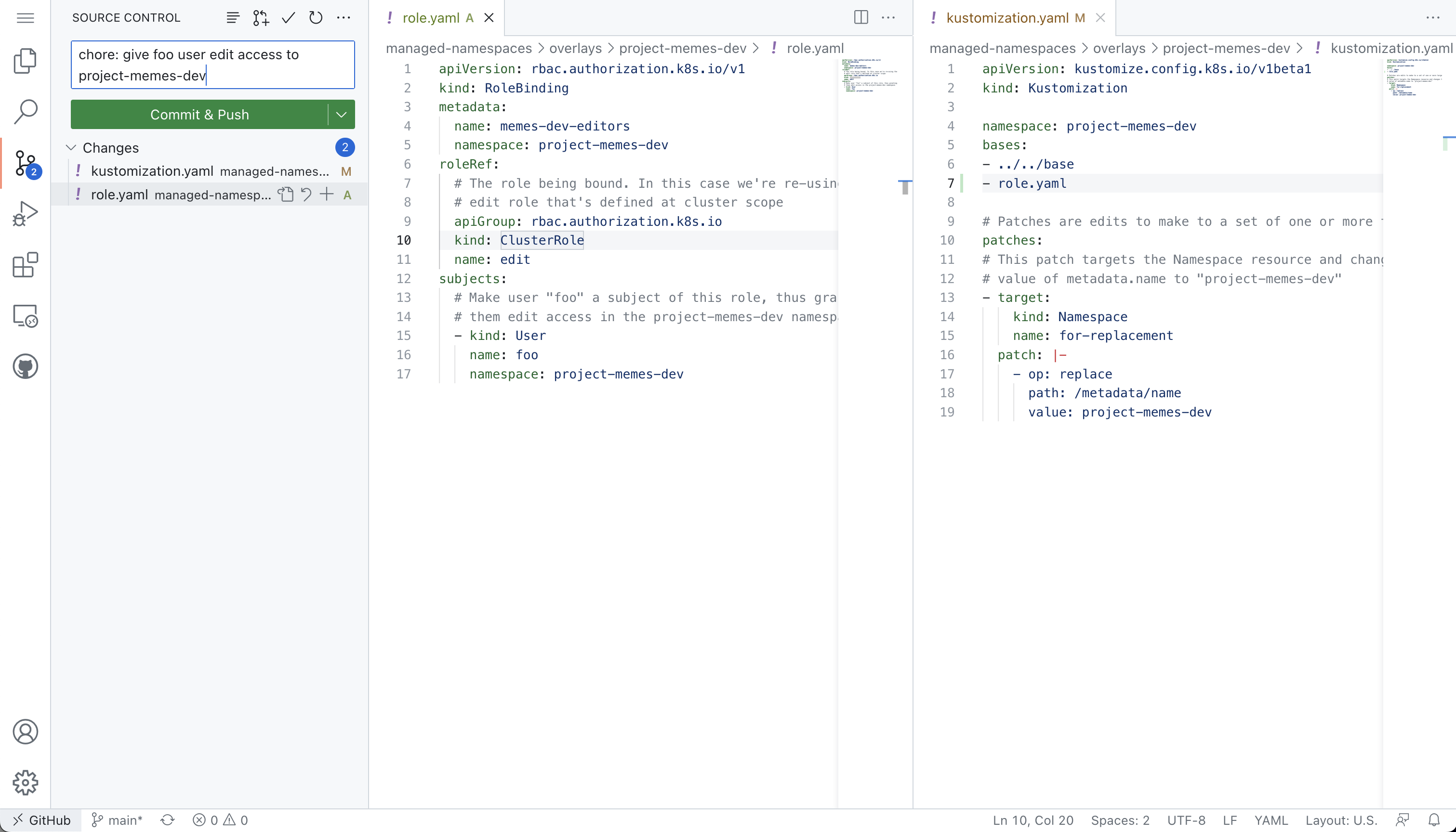 ex4.github ide role namespace