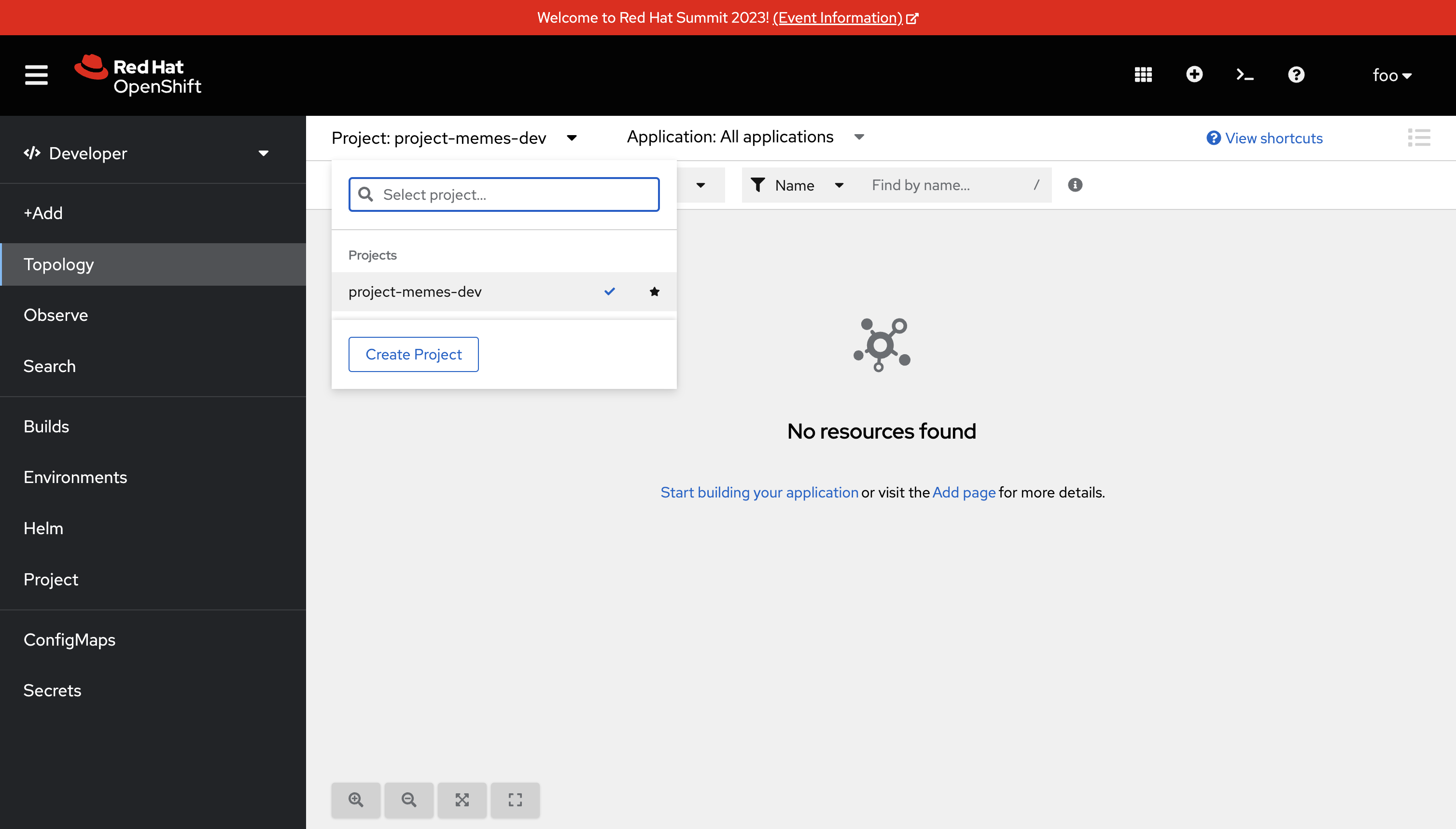 ex4.openshift ui foo edit dev